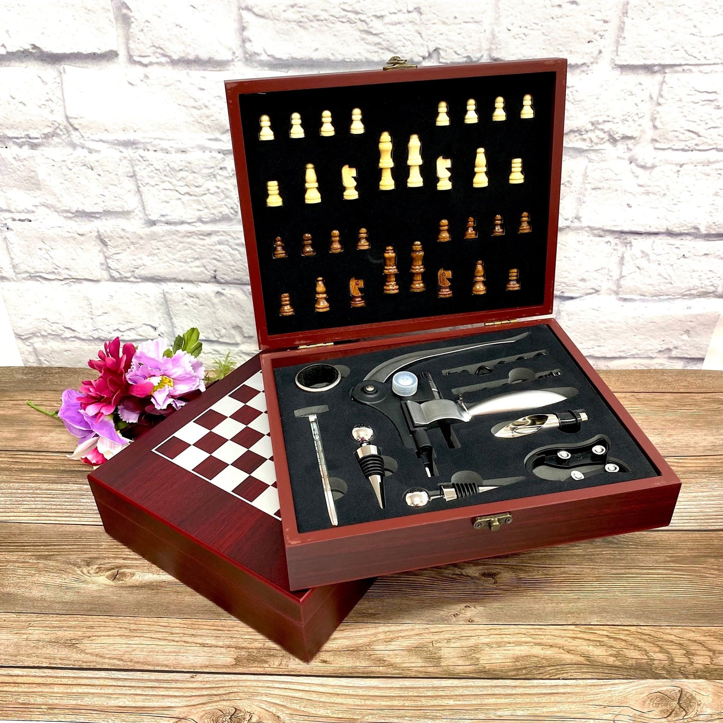 Wooden Chess Set Board Personalized Gift for Father Brother Son Anniversary Party Gift