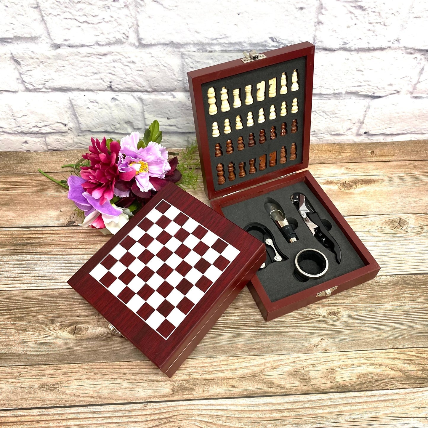 Wooden Chess Set Board Personalized Gift for Father Brother Son Anniversary Party Gift